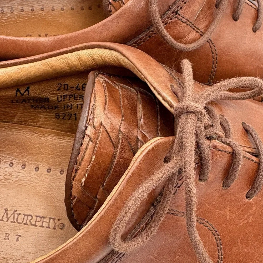 10 M JOHNSTON &‎ MURPHY COGNAC TAN WOVEN LACE-UP OXFORD DRESS SHOES